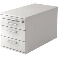 Hammerbacher Rollcontainer mit 3 Schüben 80 cm Tiefe weiß