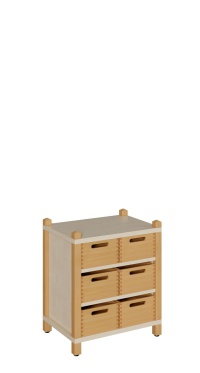 Kindergarten Stollenschränke mit 6 Massivholzkästen ohne Sichtfenster Breite 56cm Höhe 60 cm