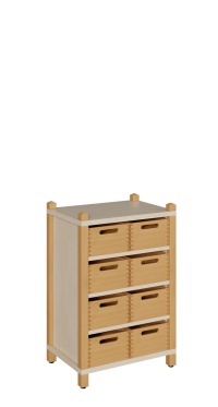 Kindergarten Stollenschränke mit 8 Massivholzkästen ohne Sichtfenster Breite 56cm Höhe 80 cm