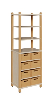 Kindergarten Stollenschränke mit 8 Massivholzkästen ohne Sichtfenster Breite 56cm Höhe 160 cm