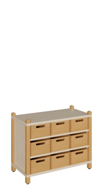 Kindergarten Stollenschränke mit 9 Massivholzkästen ohne Sichtfenster Breite 82cm Höhe 60cm