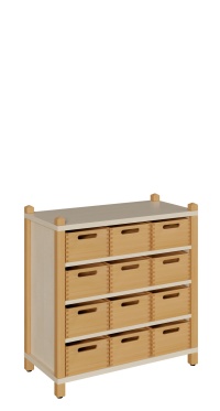 Kindergarten Stollenschränke mit 12 Massivholzkästen ohne Sichtfenster Breite 82cm Höhe 80cm