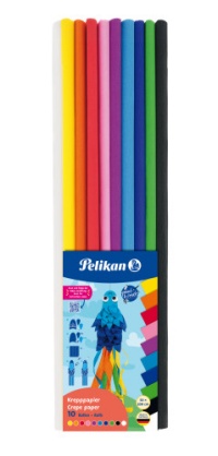 Pelikan Krepp-Papier 50 cm x 2,0 m farbig sortiert 10 Rollen