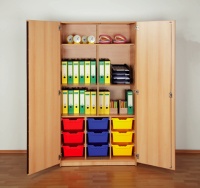 Boxenschrank 4 Einlegeböden 9 Boxen 104,5 x 190 x 50 cm buche