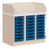 Wickelkommode dreireihig 3 Regale mit jeweils 8 Ergo Trayboxen 71cm tief