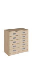 Kindergarten Korpus-Schrank links 5 Schübe rechts Regal mit 2 Einlegeböden Breite 102cm Höhe 80cm Tiefe 40cm