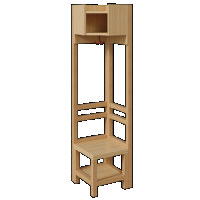 Innenecke für Kindergartengarderobe mit einfacher Ablage und offener Stützenrahmen Höhe 130 cm buche