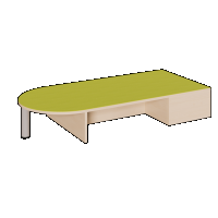 Freiform Podest zweiseitig offen und Halbrundansatz Linoleum Deckplatte Breite 150cm Höhe 24cm Tiefe 70cm