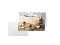 sigel Weihnachtskarte DS098 Beige Christmas Candle DIN A6 quer 25 Stück 