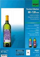 Sigel DE160 Inkjet-Flaschenetiketten 80 x 120 mm hochweiß 20 Stück