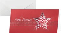 SIGEL Weihnachtskarten Red Star DS048 DIN lang (2/3 A4) 10+10 220 +100 g/m²
