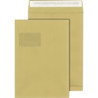MAILmedia Faltentasche 30021153 C4 mit Fenster Haftklebung 140g braun 100 Stück