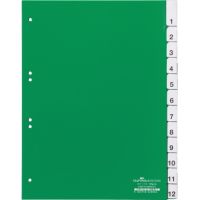 DURABLE Register 621005 DIN A4 1-12 12teilig Hartfolie grün