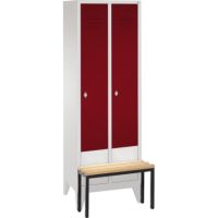 C+P Umkleidespind 803020S10006 m.Sitzbank 2Abteile lgr/rrt