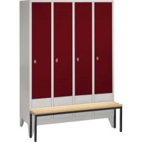 C+P Umkleidespind 803040S10004 m.Sitzbank 4Abteile lgr/rrt