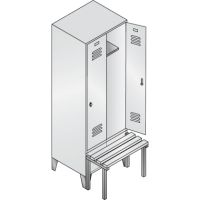 C+P Umkleidespind 803020S10050 m.Sitzbank 2Abteile lgr/rgn