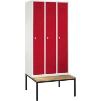 C+P Umkleidespind 805030S10012 m. Sitzbank 3Abteile lgr/rrt