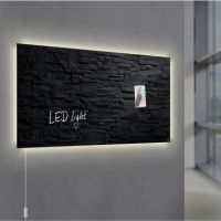 Glas-Magnetboard Artverum LED GL407 910x460x15mm Schiefer-Stone