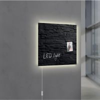 Glas-Magnetboard Artverum LED GL404 480x480x15mm Schiefer-Stone