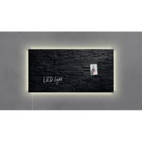 Glas-Magnetboard Artverum LED GL407 910x460x15mm Schiefer-Stone