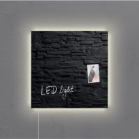 Glas-Magnetboard Artverum LED GL404 480x480x15mm Schiefer-Stone