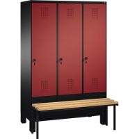 C+P Umkleidespind 4903032S10023 Sitzbank 3Abteile B1200mm sgr/rrt