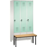 C+P Umkleidespind 4903030S10021 Sitzbank 3Abteile B900mm lgr/lgn