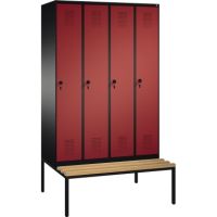 C+P Umkleidespind 4905040S10142 Sitzbank 4Abteile B1200mm sgr/rrt