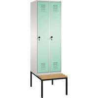 C+P Umkleidespind 4905020S10116 Sitzbank 2Abteile B600mm lgr/lgn
