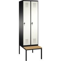 C+P Umkleidespind 4905020S10089 Sitzbank 2Abteile B600mm sgr/rws