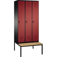 C+P Umkleidespind 4905030S10152 Sitzbank 3Abteile B900mm sgr/rrt