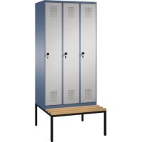C+P Umkleidespind 4905030S10108 Sitzbank 3Abteile B900mm sgr/rws