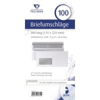 POSTHORN Briefumschlag 02220617 DIN lang mit Fenster selbstklebend 75g weiß 100 Stück