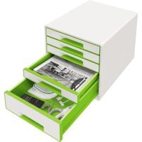 Leitz Schubladenbox WOW CUBE 52142054 5Schubfächer weiß/grün