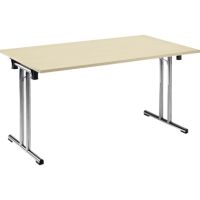 Klapptisch T-Fuß gerade 1.400x700mm Gestell verchromt Platte ahorn