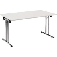Klapptisch T-Fuß gerade 1.400x700mm Gestell verchromt Platte weiß