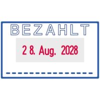 trodat Printy-Dater 64249  Datumstempel BEZAHLT Druck bl/rt