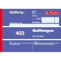 Herlitz Quittungsblock 403 886614 A6 quer Blaupapier 2x50Blatt