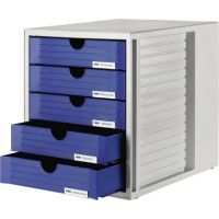 HAN Schubladenbox Systembox 1450-14 DIN C4 5Schubfächer bl