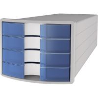 HAN Schubladenbox IMPULS 1012-64 DIN A4/C4 4Fächer geschl. l.gr/t.bl