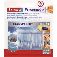 tesa Klebestück 58813-00000 4 Powerstrips + 2 Haken transparent