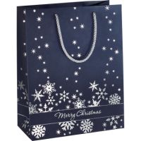 SIGEL Premium Geschenktasche GT110 260x330x125mm Silver Snowflakes