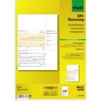 SIGEL Überweisung ZV572 DIN A4 für InkJet/Laser-Drucker 250 Blatt