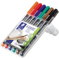 STAEDTLER Folienstift Lumocolor 318 WP6 permanent F fein 0,6mm sortiert 6 Stück