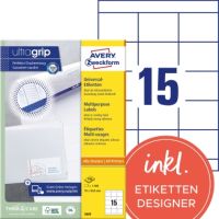 Avery Zweckform Universaletikett 3669 70x50,8mm weiß 1.500 Stück