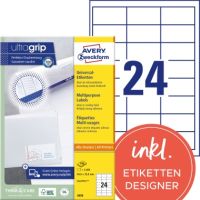 Avery Zweckform Universaletikett 3658 64,6x33,8mm weiß 2.400 Stück