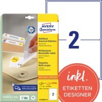 Avery Zweckform Etikett L4734REV-25 199,6x143,5mm weiß 60 Stück