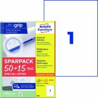 Avery Zweckform Etikett 6603 210 x 297 mm 50 + 15 Stück gratis