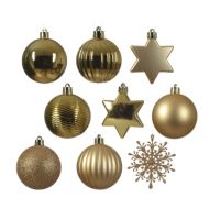DECORIS Weihnachtskugeln Mix 023921 bruchfest gold 40St