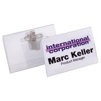 DURABLE Namensschild 815719 40x75mm Kombiklemme transparent 50 Stück